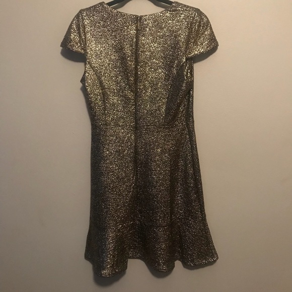 Michael Kors Metallic Flounce-Hem Dress gold NWT - Picture 6 of 8